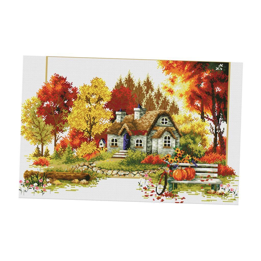 Stamped Cross Stitch Kit DIY Handmade Needlework Four Seasons Scenery