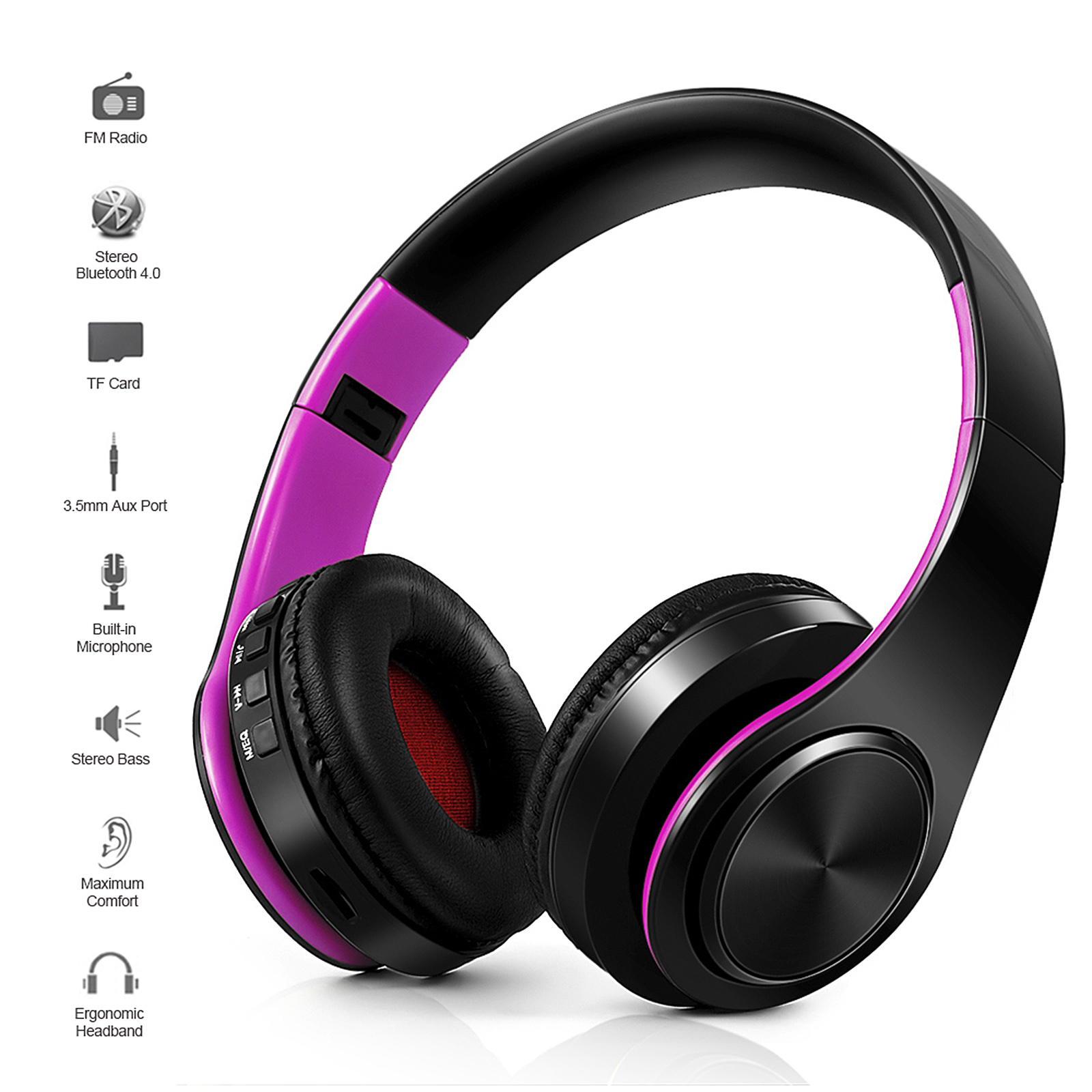 Tai Nghe Bluetooth Không Dây Âm Thanh Nổi 4.0 MP3 Thẻ TF Radio FM 3,5 Mm