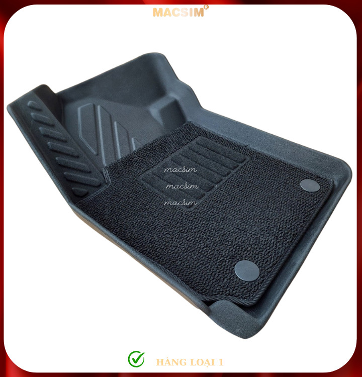 Thảm lót sàn ô tô 2 lớp cao cấp dành cho xe Kia Morning 2017-2023+ nhãn hiệu Macsim chất liệu TPE màu đen