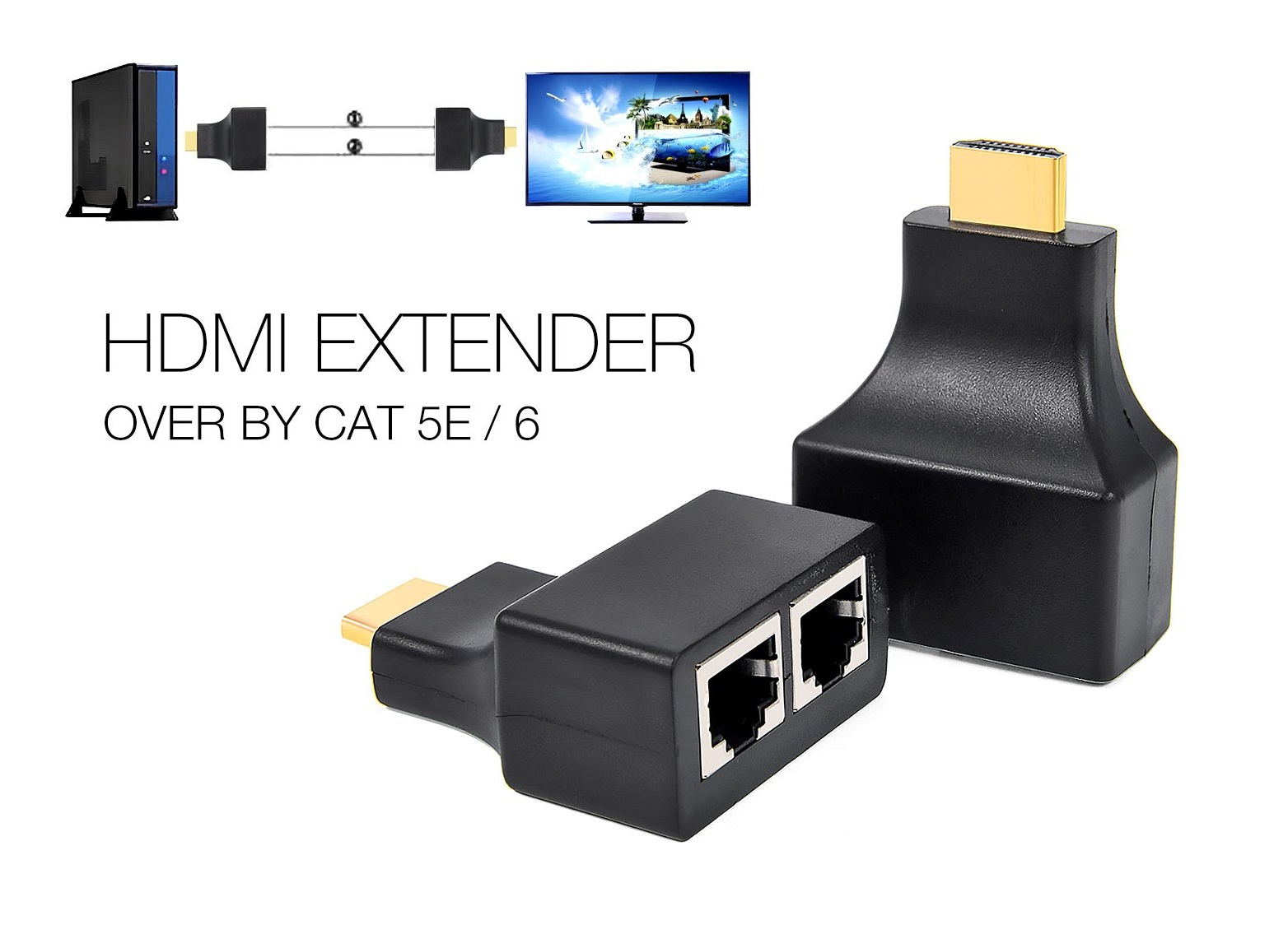 Bộ nối dài HDMI Extender 30m bằng dây lan RJ45 AZONE