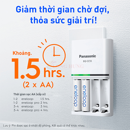 Bộ sạc pin Panasonic Eneloop AA 2000mAh K-KJ55MC40V2 (4 viên) - Hàng chính hãng