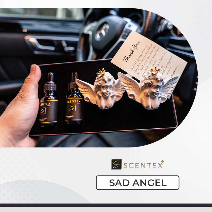 Nước hoa xe hơi cao cấp Scentex SAD ANGEL 100% Organic, được làm từ chất liệu đá Aroma Stone đặc biệt, dễ dàng thẩm thấu và khuếch tán mùi hương theo cửa gió điều hòa, khử mùi, diệt khuẩn hiệt quả - Hàng Chính Hãng