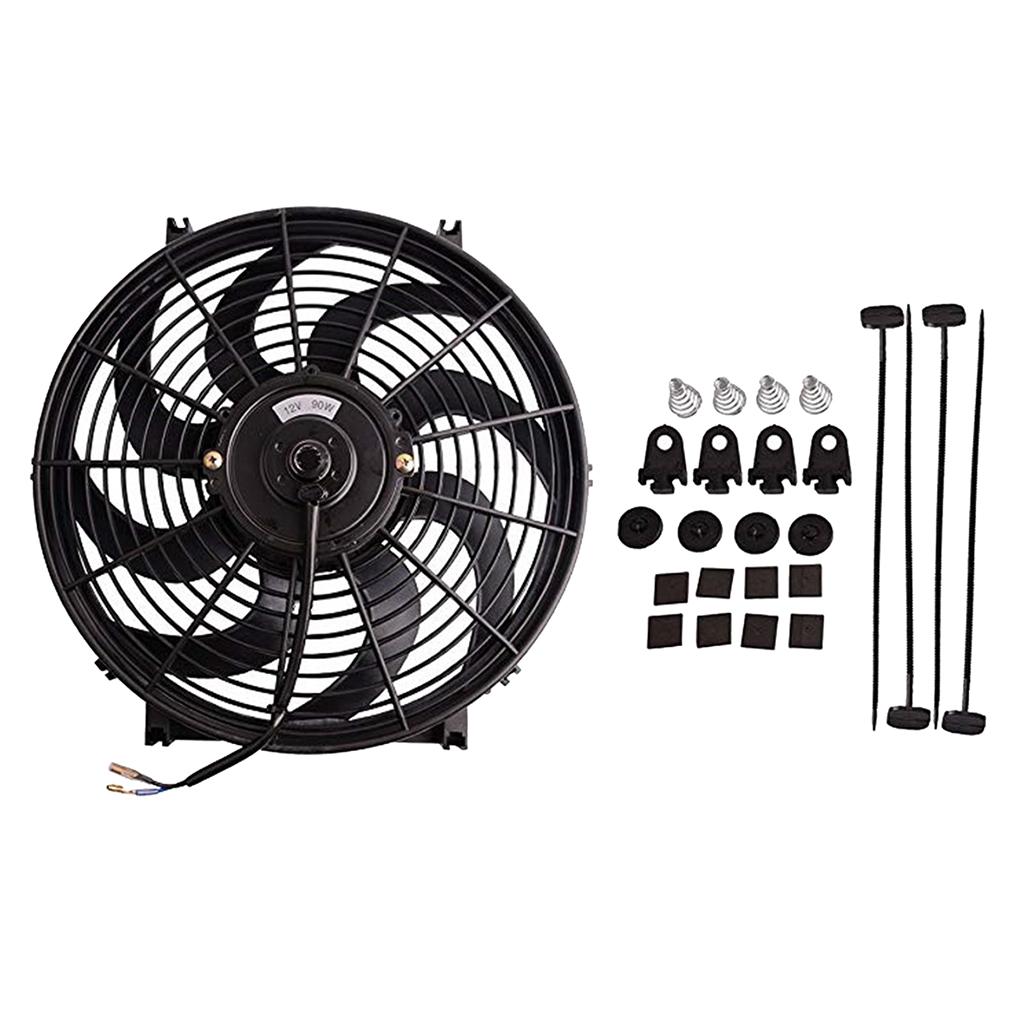 Universal 14" Curved Electric Engine Radiator Cooling Fan with Mounting Kits