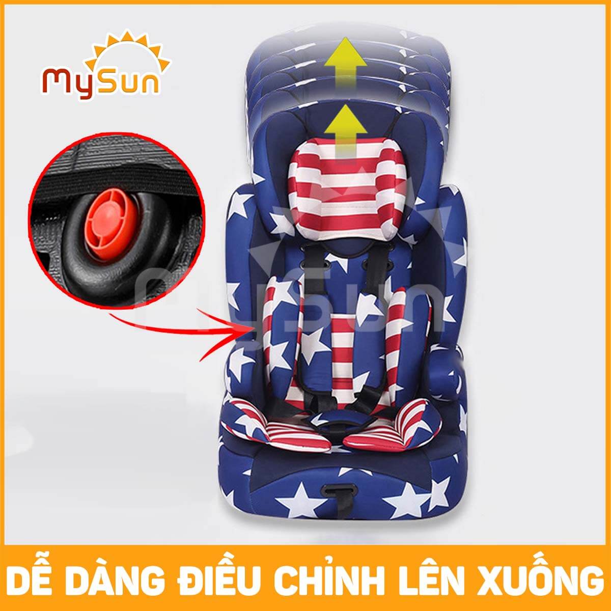 Ghế ngồi ô tô cho bé từ 6 tháng, trẻ em 1 tuổi đến 10 tuổi trên xe hơi MySun