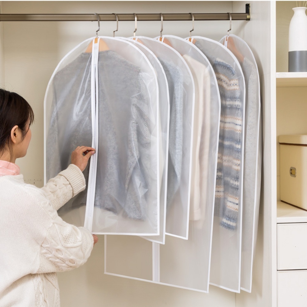 Túi PEVA bọc kín treo quần áo chống bụi bẩn, chống thấm có khoá kéo - Hàng chính hãng