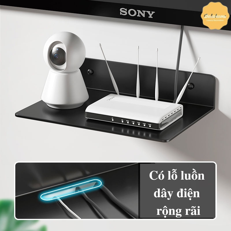 Kệ treo kim loại Dola Home để máy chiếu, bộ phát WiFi, loa, bàn phím không cần khoan đục có lỗ đi dây điện