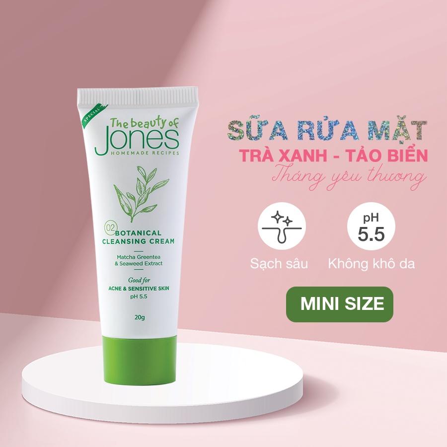 Sữa rửa mặt làm sạch dành cho da nhạy cảm The Beauty of Jones 100ml và 20ml