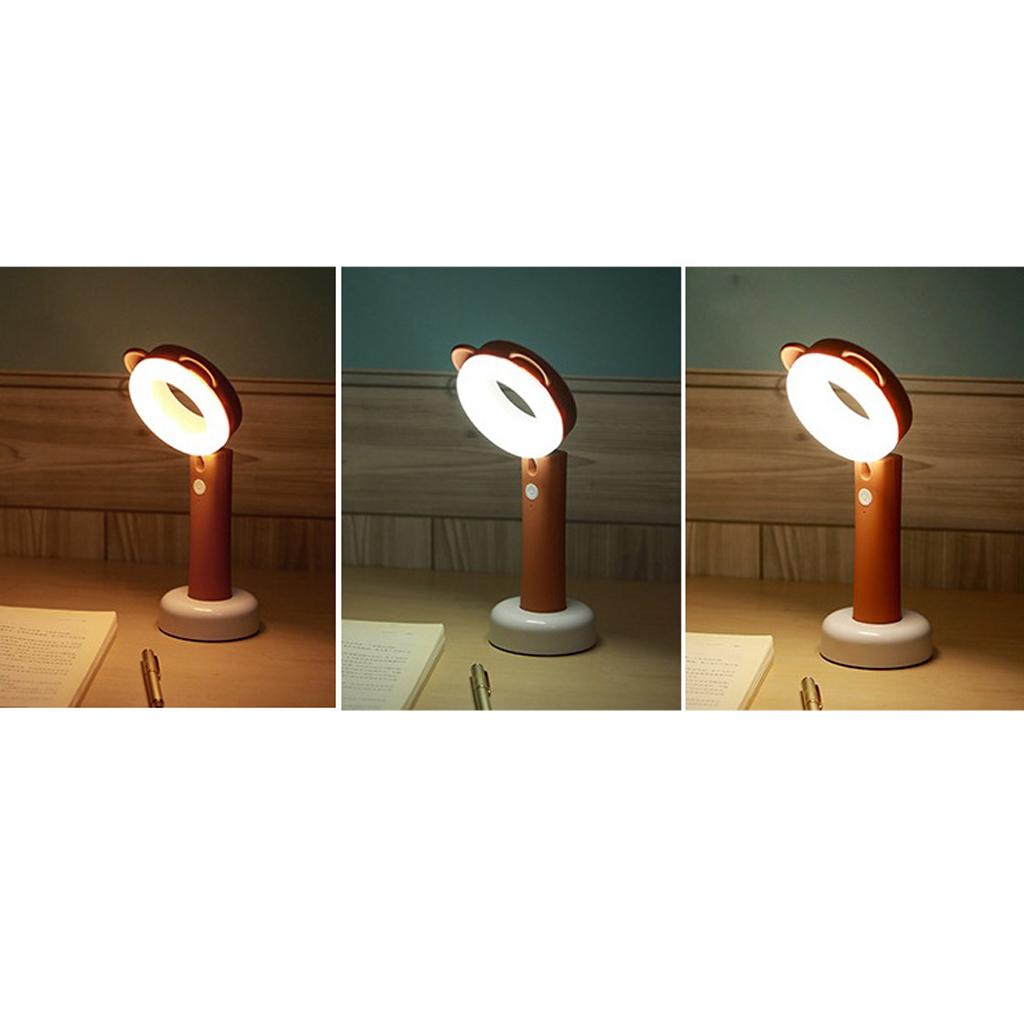 LED Animal Desk Lamp, Eye Care Table Lamps, Lovely Bear Dimmable Reading Light for Desk, USB Charging, Adjustable Angle, 3 Color and 3 Brightness Levels, 1H Timer Nightlight for Bedroom Kids Xmas Gift