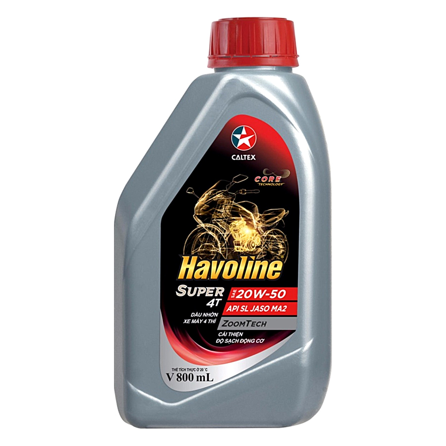 Dầu nhớt xe số và xe côn tayCaltex Havoline  Super 4T 20W50 API SL JASO MA2 800ml