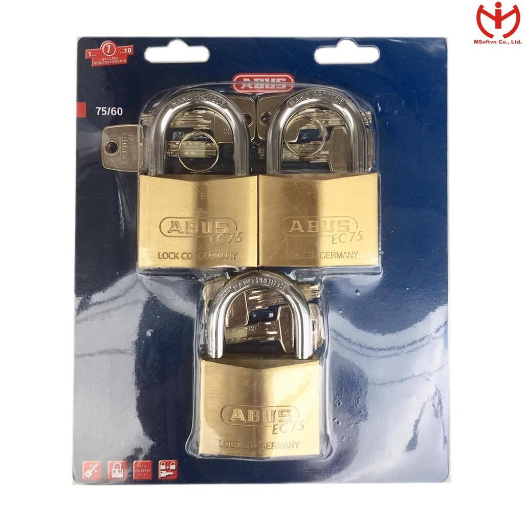 Bộ 3 ổ khóa ABUS 75/60 MK3 Thân đồng 60mm chìa chủ - MSOFT