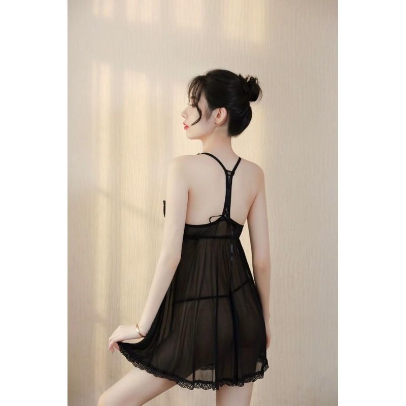 Set váy ngủ đen lưới CÓ GỌNG NÂNG NGỰC cực Sexy M1 GIAO HOẢ TỐC HCM