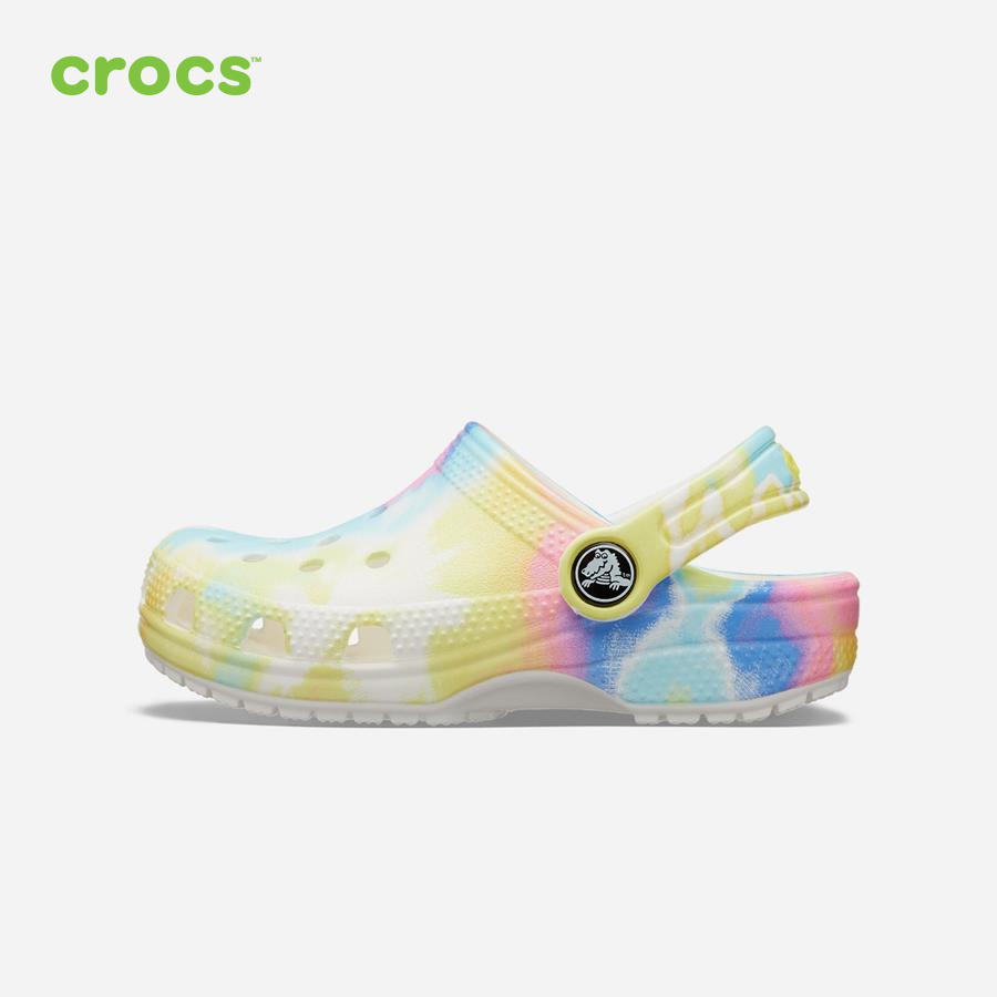 Giày lười trẻ em Crocs FW Classic Clog Kid Tie Dye Graphic Whi/Mlti - 206995-94S