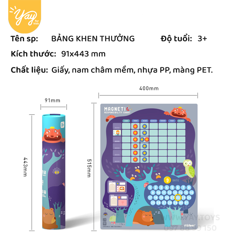 Bảng Nam Châm Khen Thưởng Lập Kế Hoạch Cho bé - Mideer