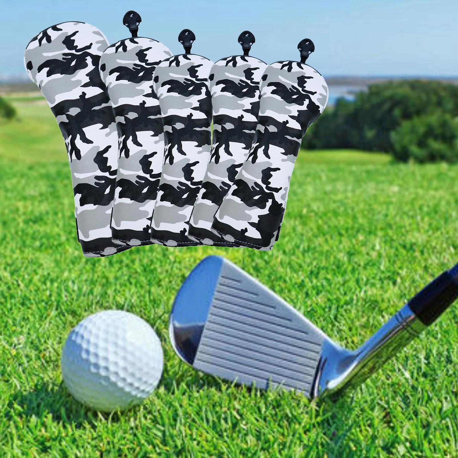 5x Golf Head Covers Driver Fairway Wood Hybrid Cover with Number Tag