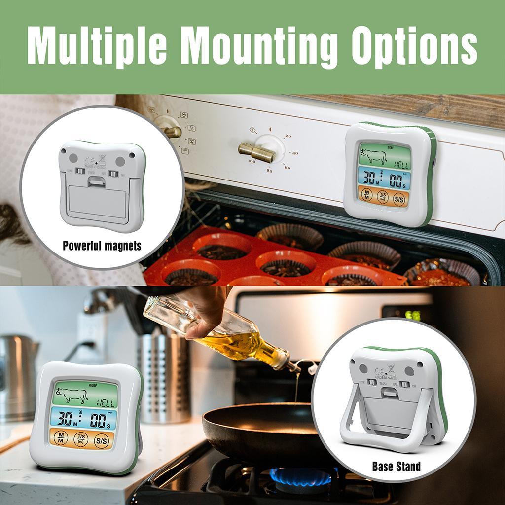 Digital Meat Thermometer Instant Read Timer Function Stainless Steel Probe