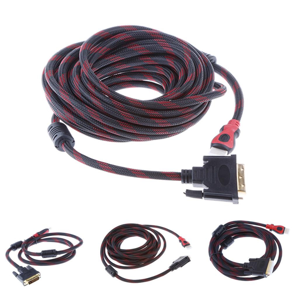 To DVI Cable Adapter   Cable 1080P for LCD DVD HDTV Projector PC 5ft