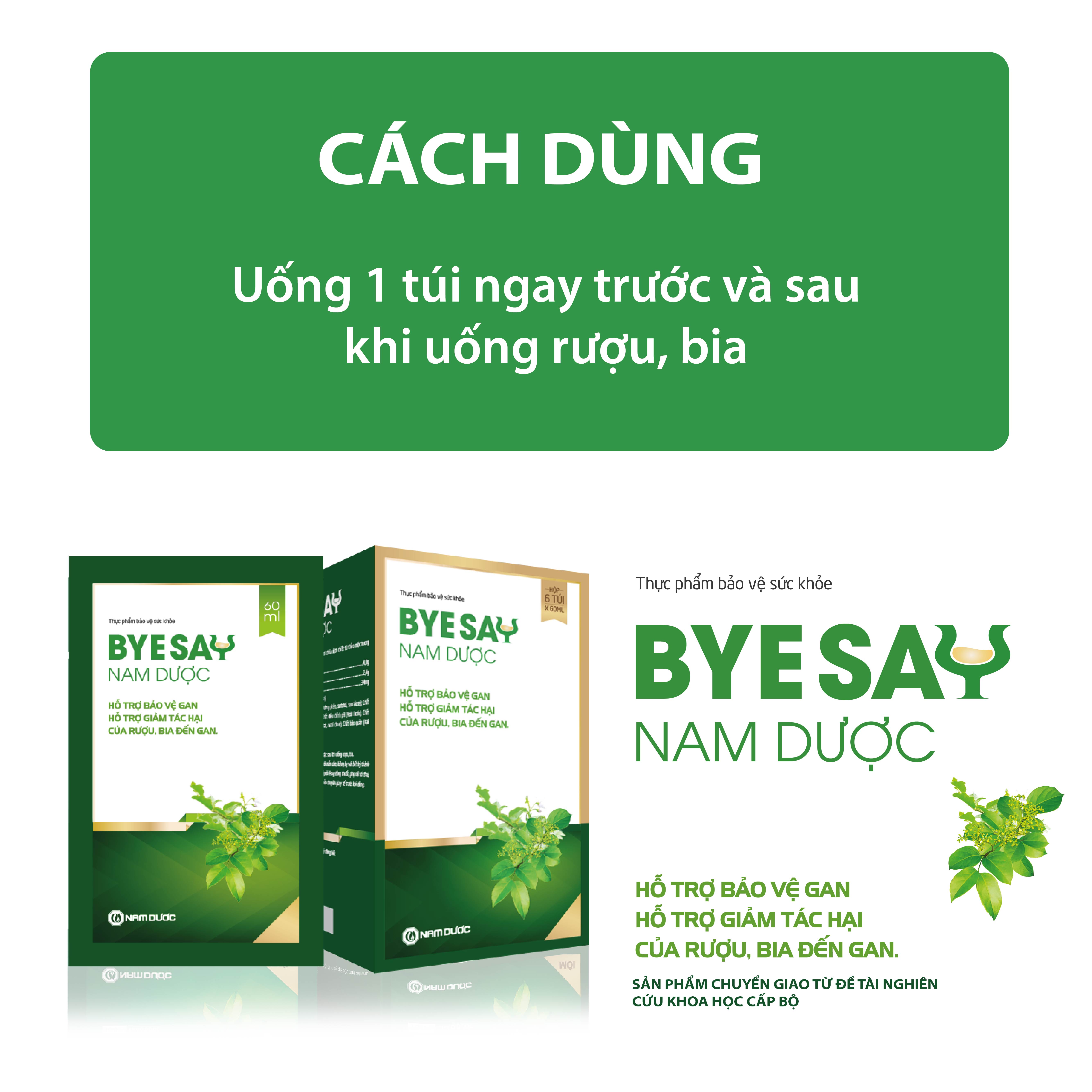 Byesay Nam Dược (hộp 6 túi) giảm say, tăng cường chức năng giải độc bảo vệ gan