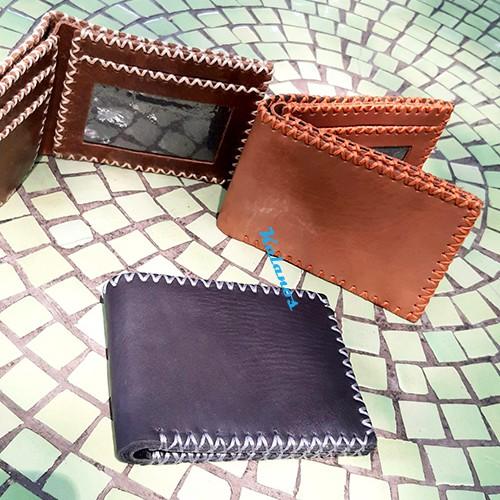 Bóp Ví nam da bò cao cấp may tay màu đen Kalanos KBN800- Đen, ví nam nhỏ gọn đẹp handmade