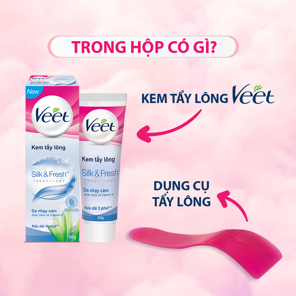 Kem tẩy lông cho da nhạy cảm Veet Silk Fresh 50g