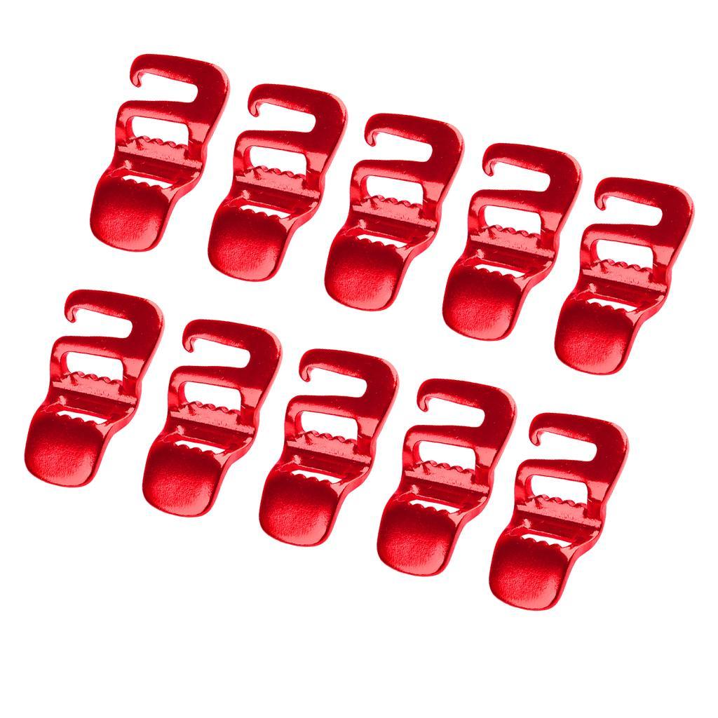 10Pcs Sturdy Hook Webbing Quick Release Buckle for Backpack Bag S Red
