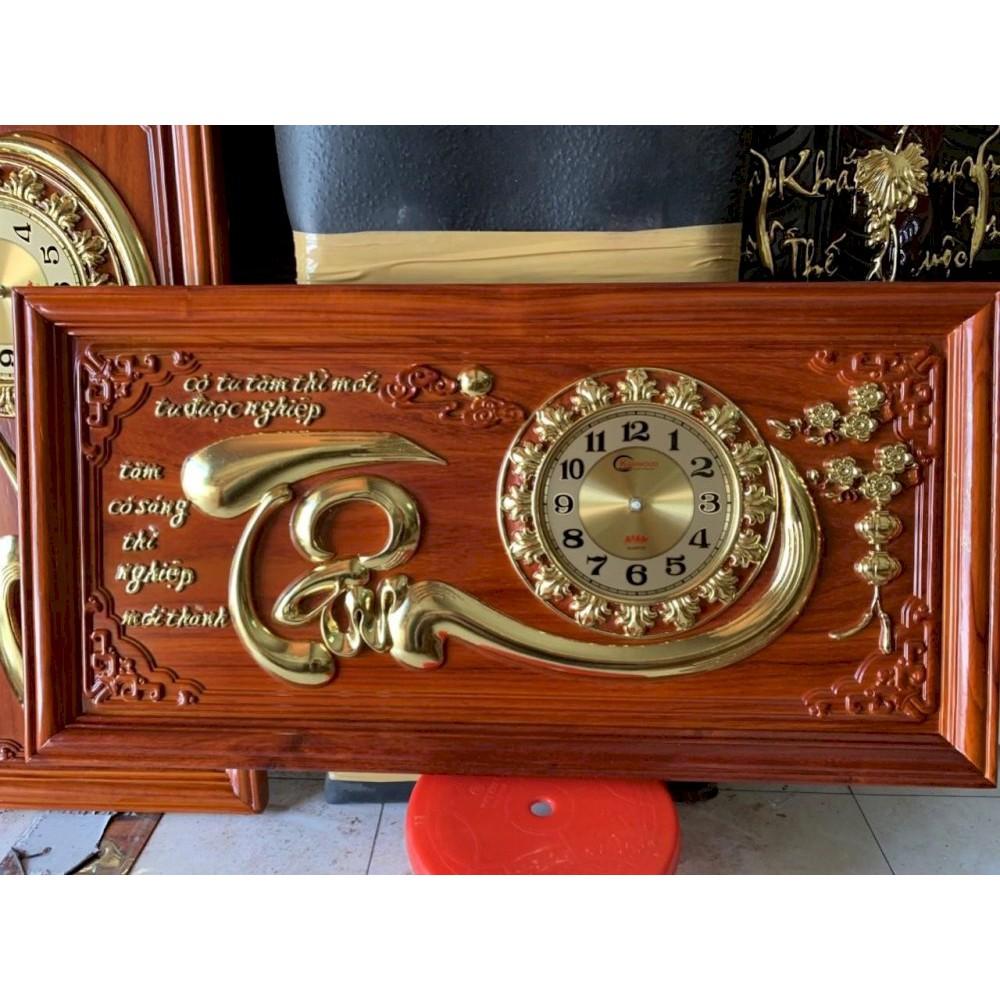 Tranh đồng hồ gỗ hương 81x41cm