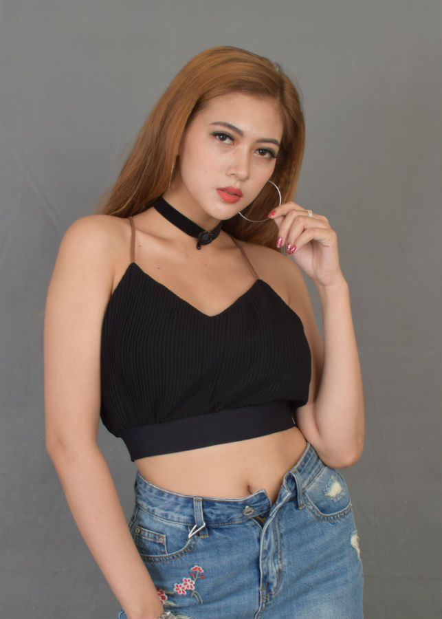 Áo Croptop Nữ 2 Dây Chéo Lưng - Đen