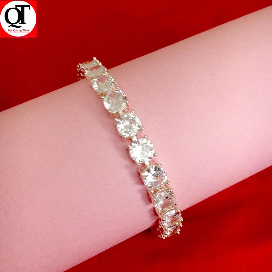 Lắc tay nữ thời trang chất liệu bạc S925 đính full đá Zircon cao cấp trang sức Bạc Quang Thản - QTVTNU25