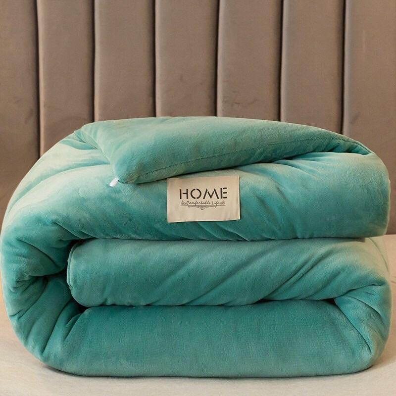 Chăn nhung sữa, chăn đông nỉ mịn Home 1 màu hàng nhập khẩu nặng 4kg
