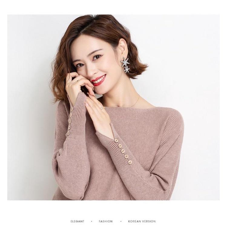 MS842 Áo len nữ cánh dơi tay khuy bo gấu thanh lịch