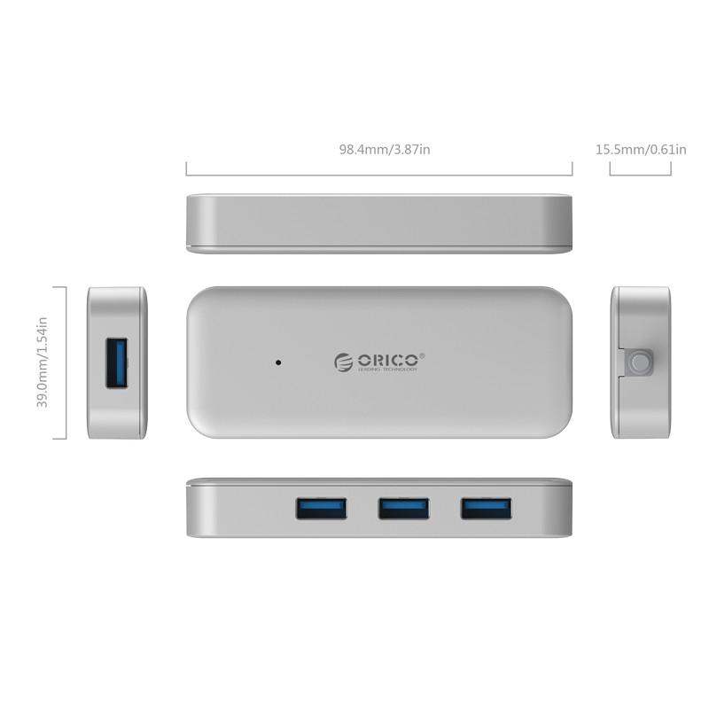 BỘ CHIA TYPE C RA 4 CỔNG USB 3.0 ORICO- TC4U-U3-SV- Hàng Chính Hãng