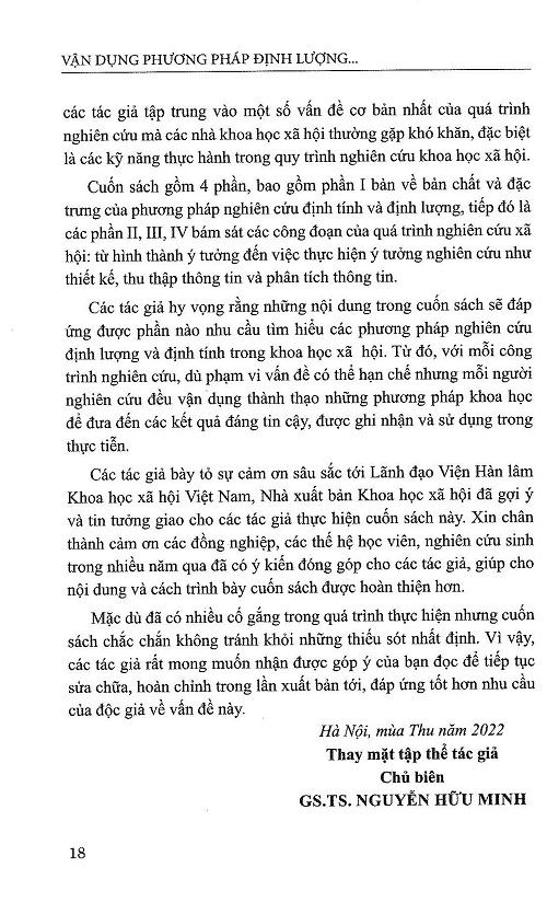 Vận Dụng Phương Pháp Định Lượng Và Định Tính Trong Nghiên Cứu: Từ Hình Thành Ý Tưởng Đến Phát Hiện Khoa Học - GS.TS. Nguyễn Hữu Minh (Chủ biên) (Tái bản lần thứ 3)