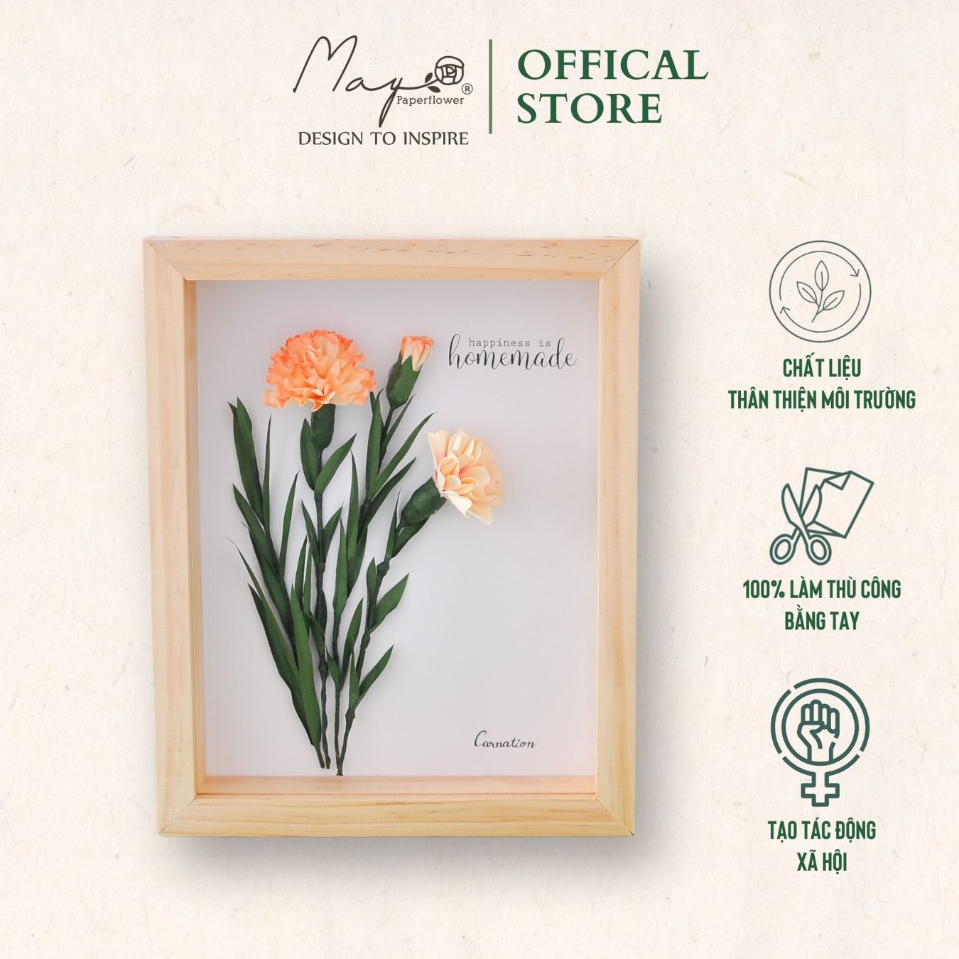 Tranh hoa giấy handmade trang trí cao cấp cm - HOA CẨM CHƯỚNG Maypaperflower Hoa giấy nghệ thuật
