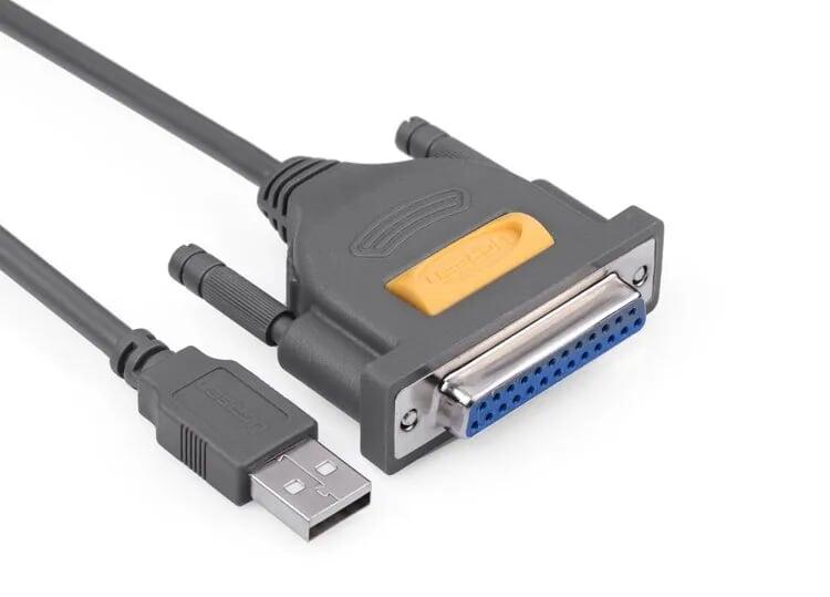 Ugreen UG20793US167TK 1M màu Đen Cáp tín hiệu chuyển đổi USB 2.0 sang DB25 âm cao cấp - HÀNG CHÍNH HÃNG