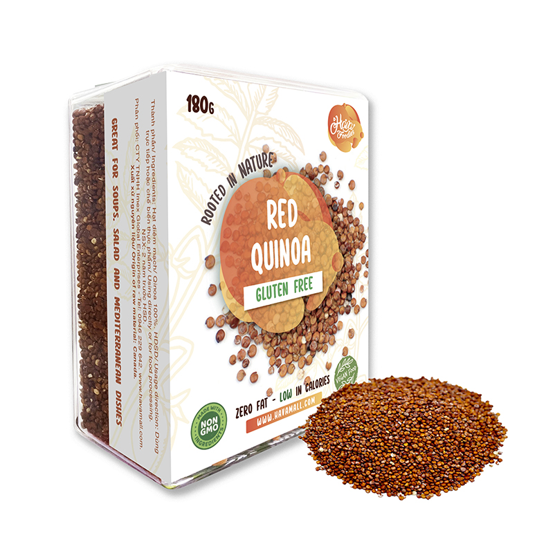 Hạt Diêm Mạch Đỏ Havafoodies Hộp Nhựa Cao Cấp 180g – Red Quinoa