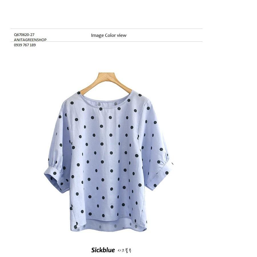 Q670620 ÁO KIỂU NỮ CHẤM BI