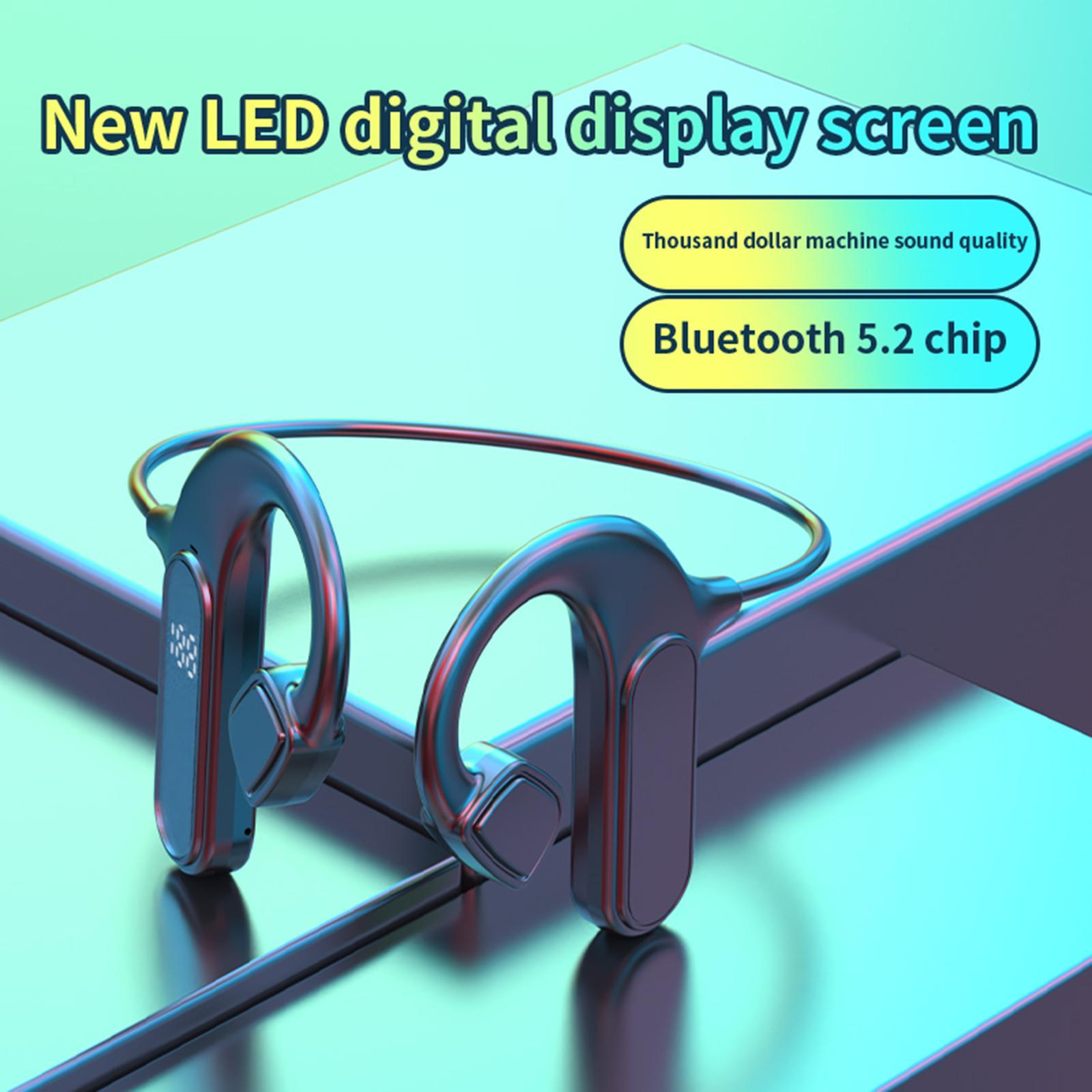 Bluetooth Bone Conduction Headset LED Display Open-Ear for Running Swimming