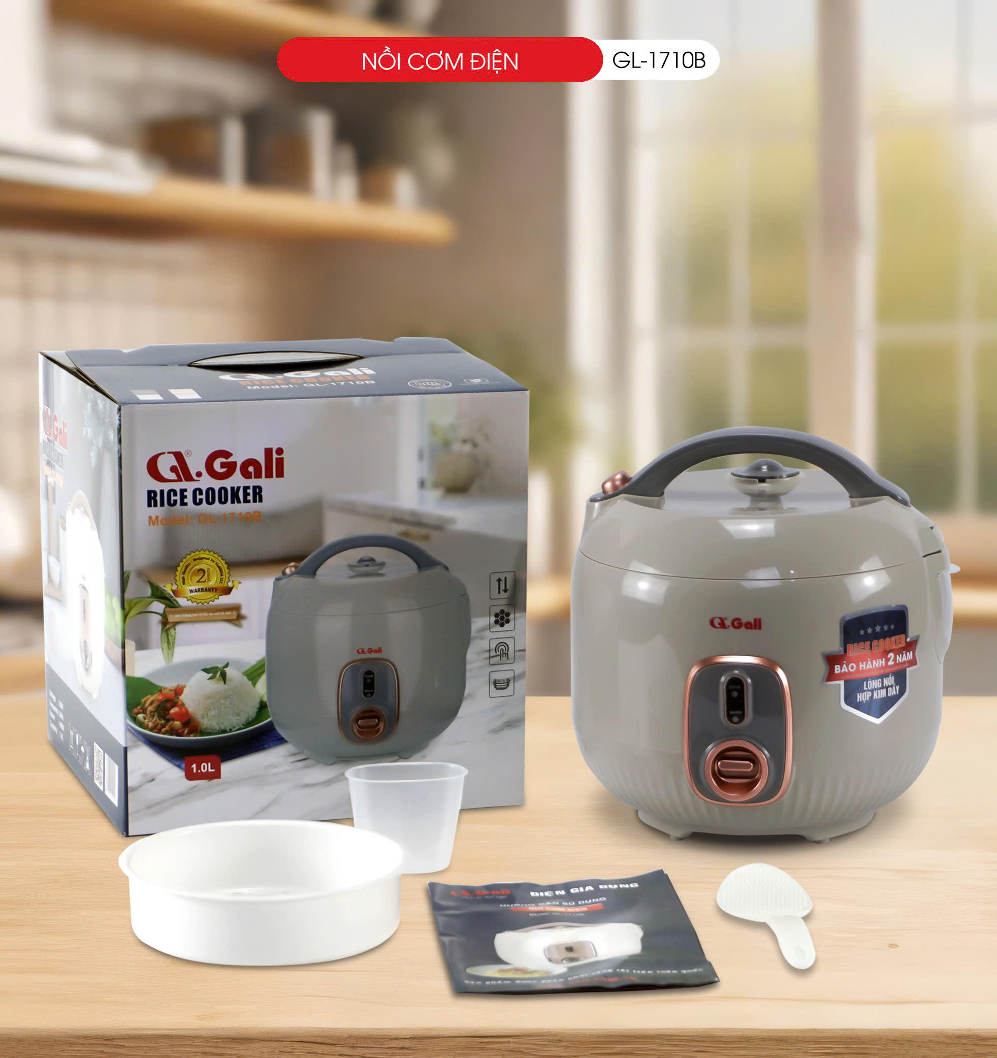 Nồi cơm điện Gali GL-1710B 1 lít. Hàng chính hãng, bảo hành 24 tháng.