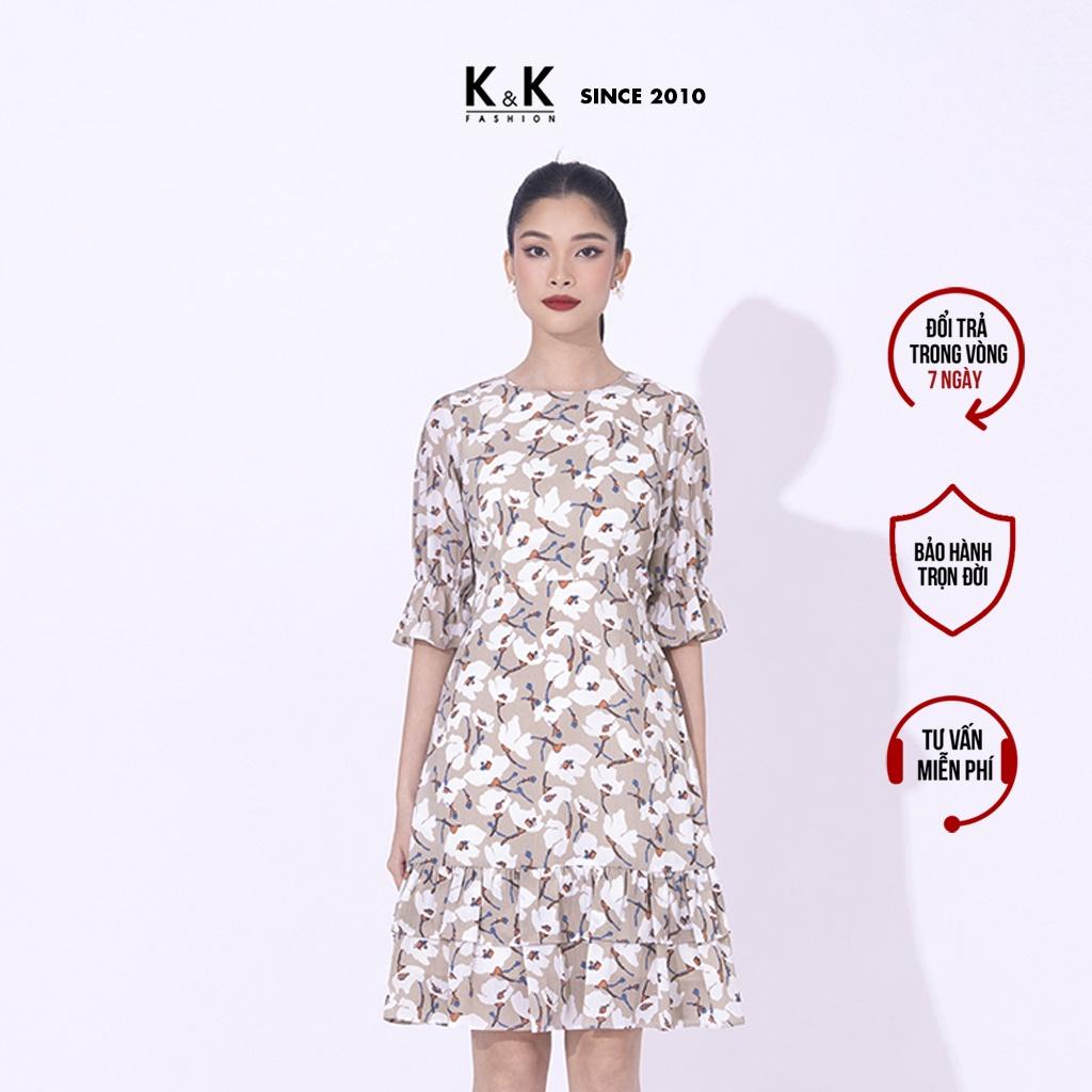 Đầm Hoa Đuôi Cá Tay Lỡ Công Sở K&amp;K Fashion KK119-03 Chất Liệu Voan Tăm