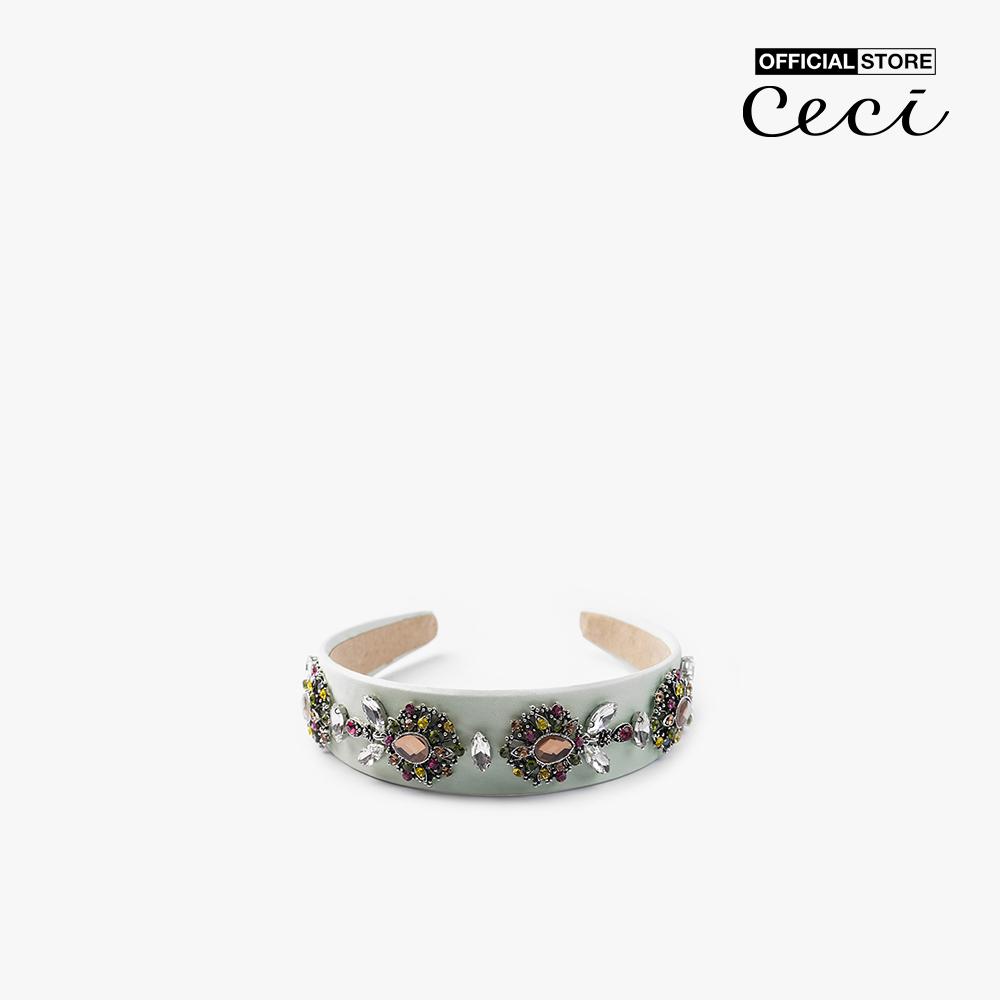 CECI - Băng đô cài tóc nữ bản dày bọc vải đính đá lấp lánh CC6-03000084