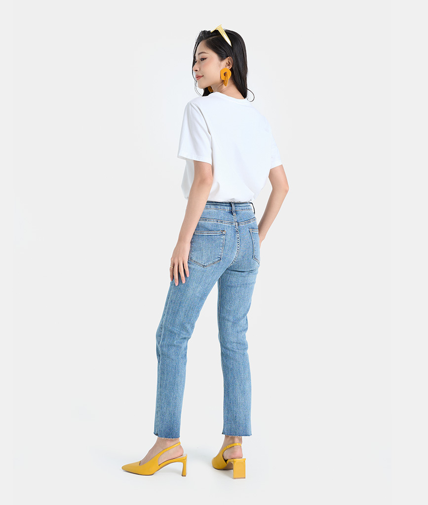 Quần Jeans Nữ Thời Trang HNOSS Ống Đứng Dáng Ôm HNQDA019