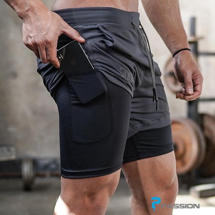 Quần short tập gym nam 2 lớp ASRV Z200