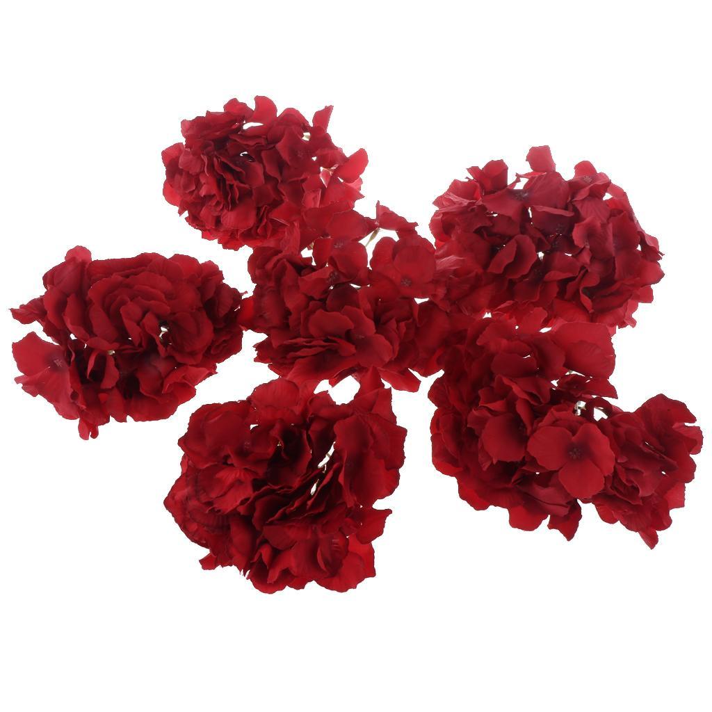 Artificial Silk Hydrangea Flowers Head Bouquet Wedding DIY Decor Red
