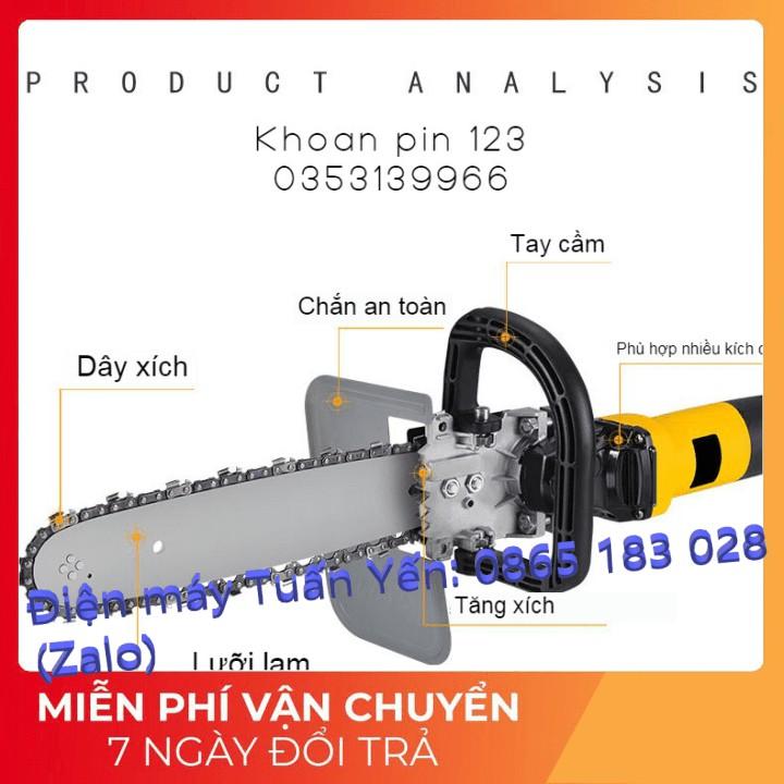 Bộ lưỡi cưa xích gắn máy mài, máy cắt cầm tay 11.5 inch cho máy M10 - M13 có hộp tra nhớt