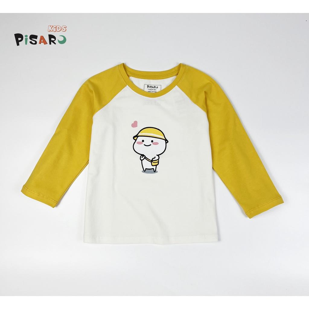 Áo thun dài tay bé gái và bé trai Pisaro vải Cotton cao cấp họa tiết dễ thương