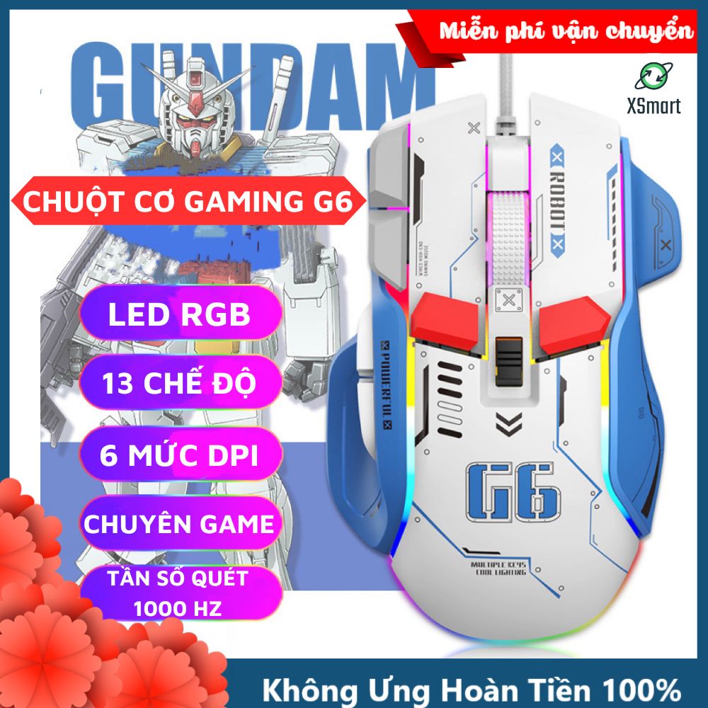 Chuột Cơ Chơi Game Máy Tính Có Dây G6 ESPORT GAMING Led Rgb 13 Chế Độ Thiết Kế Công Thái Học BH 12 Tháng - Hàng Chính Hãng