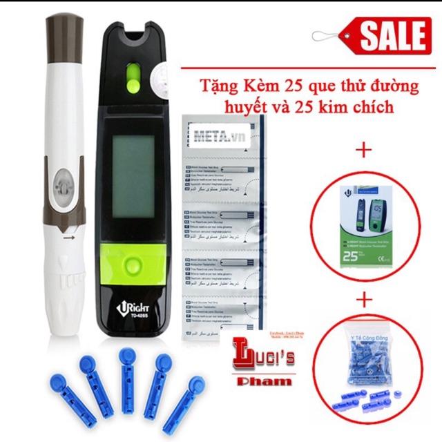 Máy đo đường huyết uright TD 4265 tặng 25 test thử + 25 kim chích máu