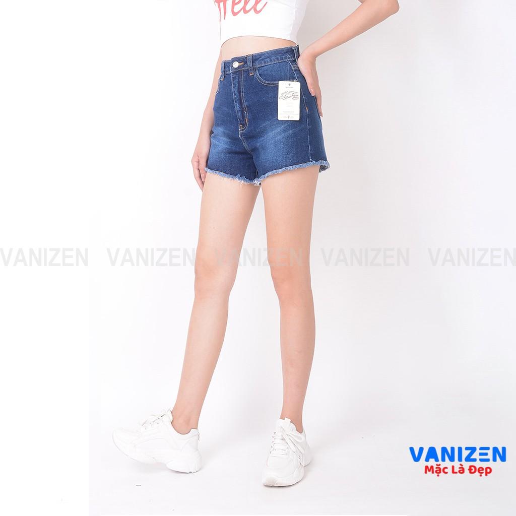 Quần short jean nữ ngắn đẹp lưng cao cạp cao tua rua gấu trơn hàng cao cấp mã 430 VANIZEN