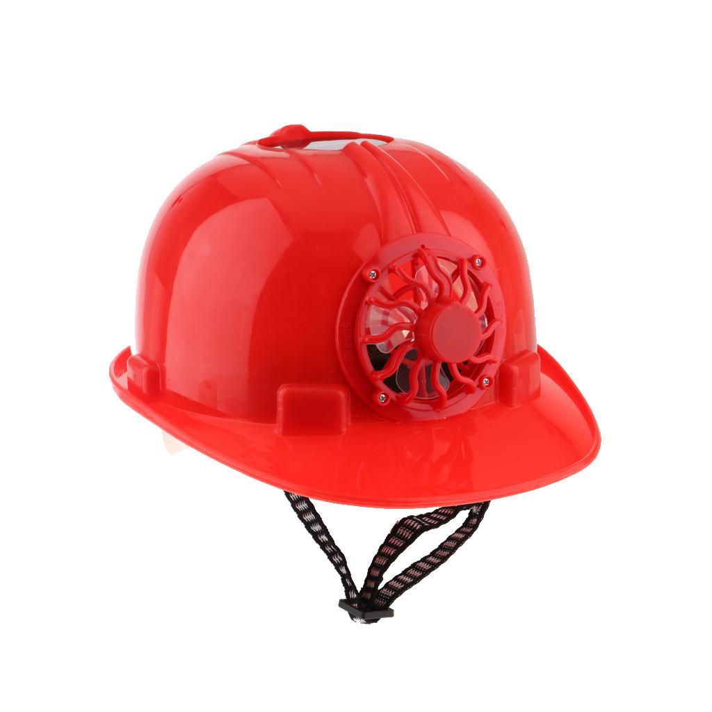 Pack of 2Pcs Solar Powered Lightweight Work Helmet Head Protection Hard Hat with Cooling Fan Red / Yellow