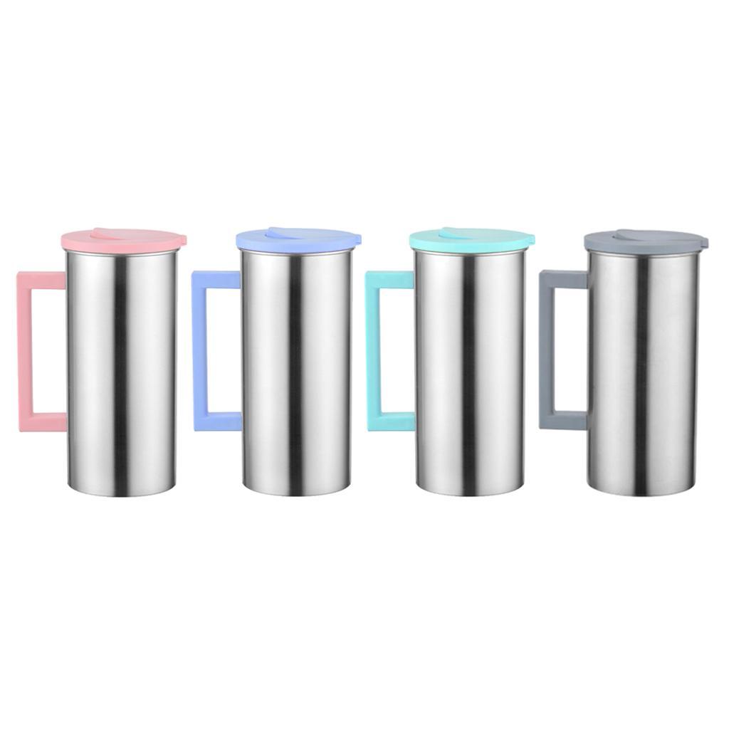 2 Pcs Stainless Steel 1.8 Litre Water Pitcher Pink Jug Kitchen Restaurant