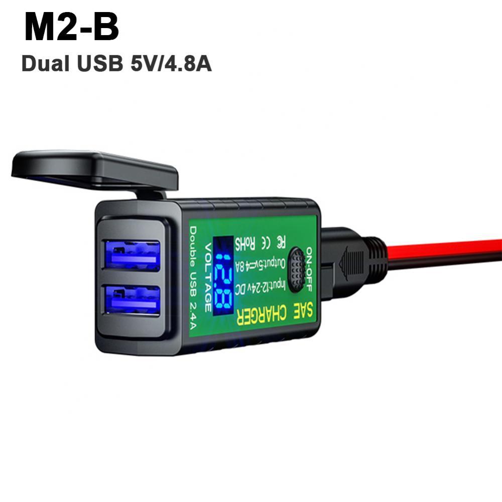 Bộ sạc xe máy M.2 3.1a/4.8a SAE đến USB Type-C Voltmeter Bật/Tắt Công tắc bộ sạc nhanh